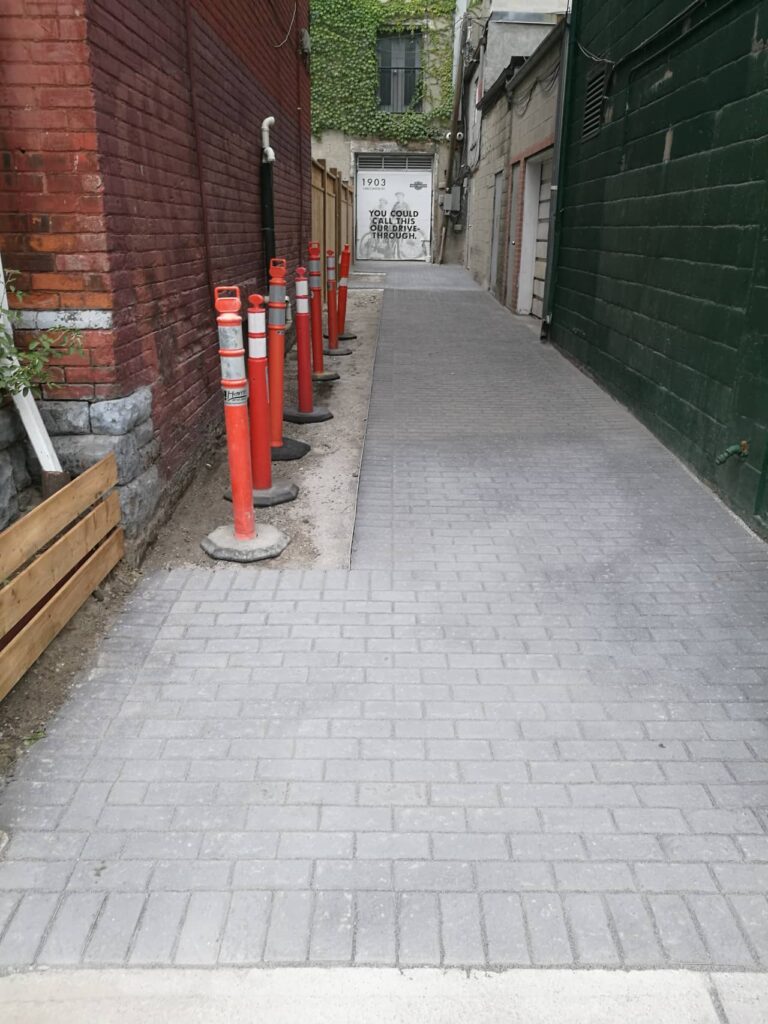 Toronto Commercial walkway interlocking pavers installation 1
