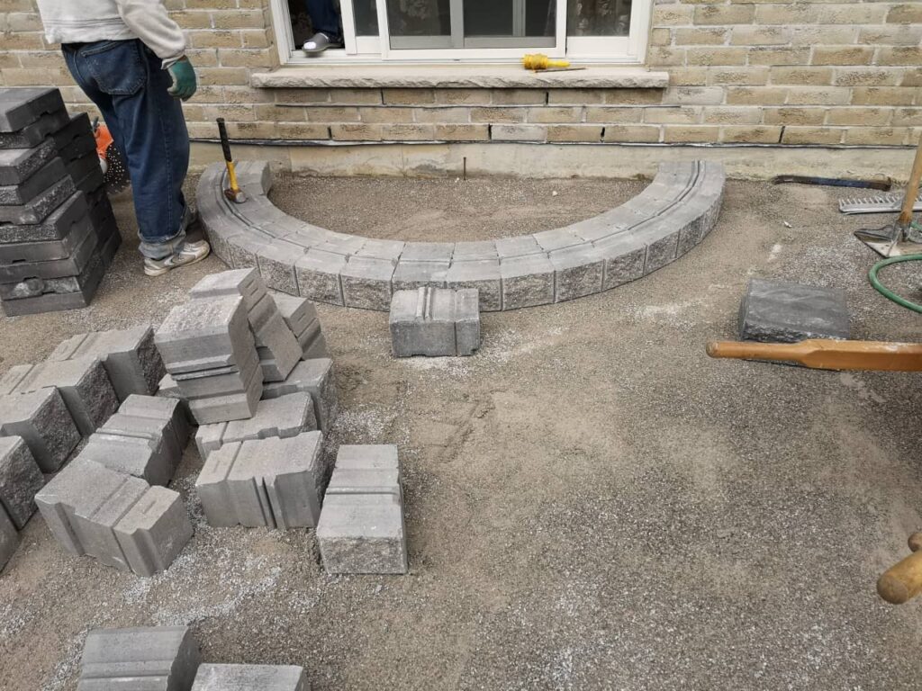 Backyard and driveway interlocking pavers installation markham7