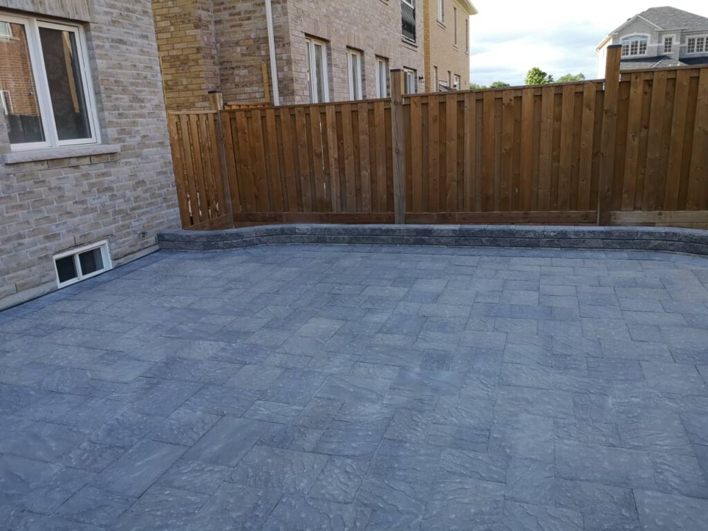 Backyard and driveway interlocking pavers installation markham5