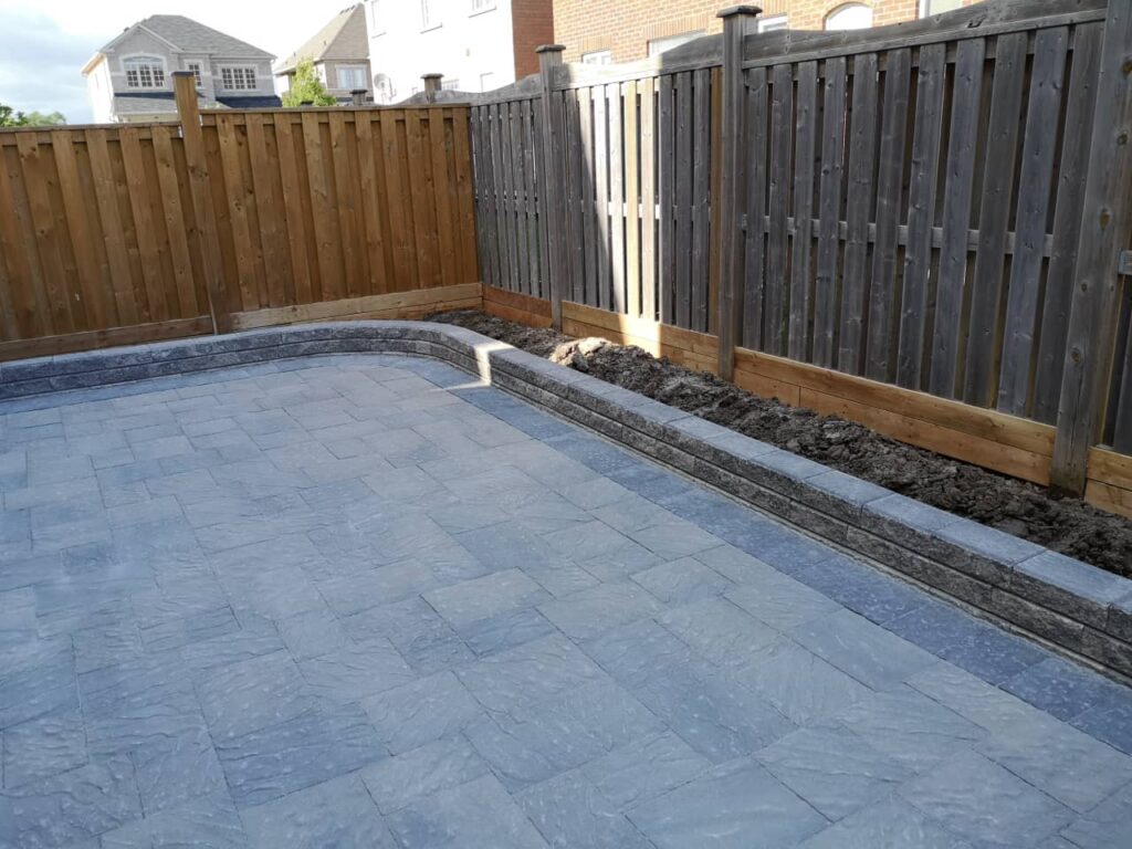 Backyard and driveway interlocking pavers installation markham4