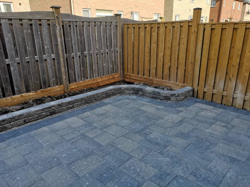 Backyard and driveway interlocking pavers installation markham3