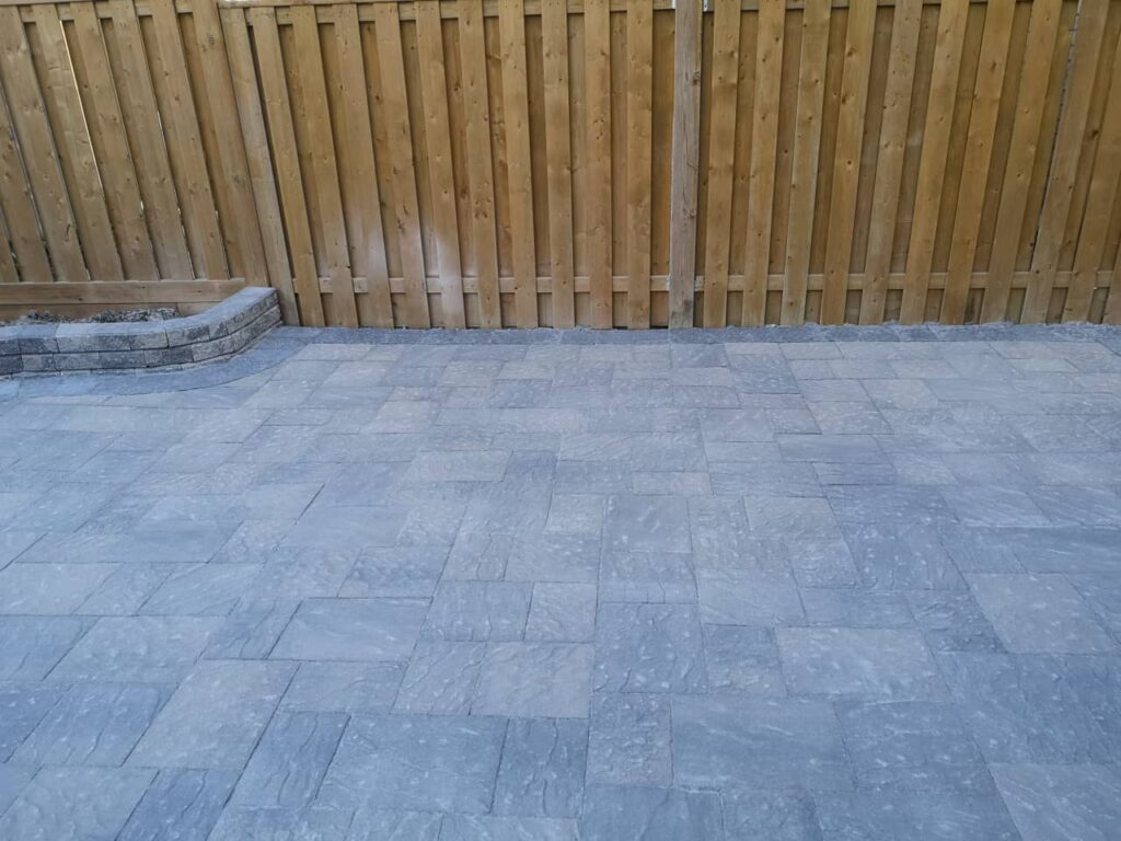 Backyard and driveway interlocking pavers installation markham2