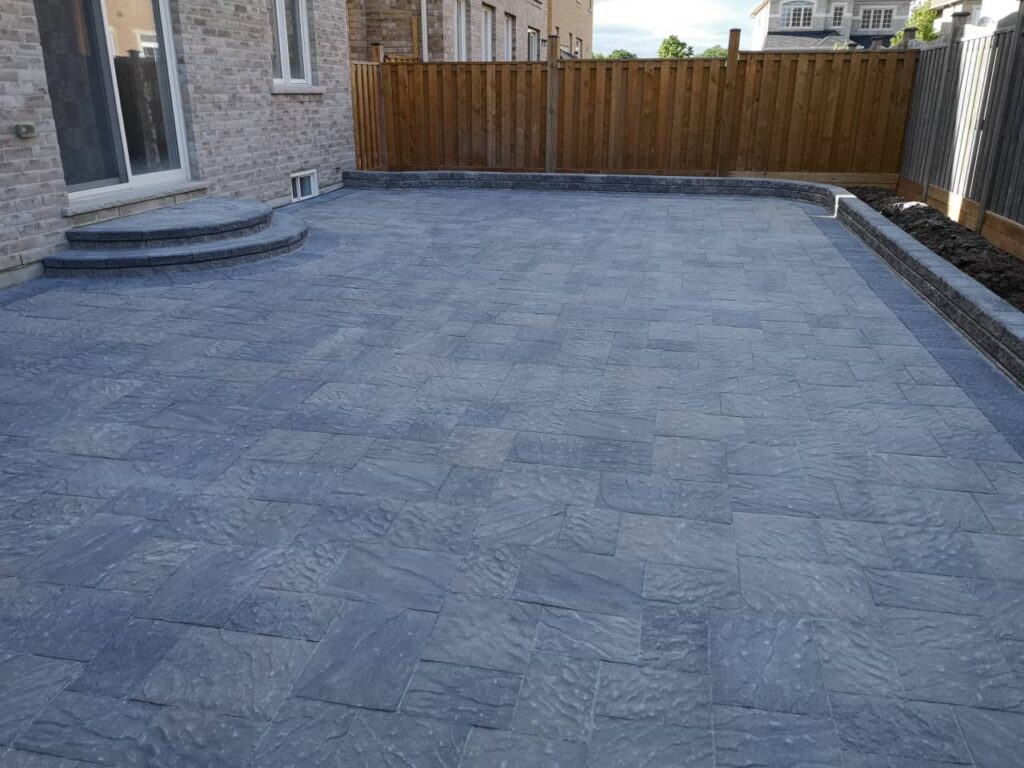 Backyard and driveway interlocking pavers installation markham1